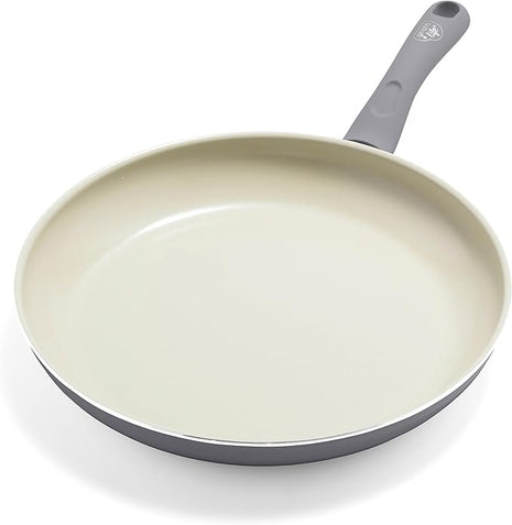 GreenLife Soft Grip 12" Frying pan, Non-Toxic PFAS-Free Ceramic Nonstick, Stay-Cool Handles, Wobble Free, Dishwasher & Oven Safe, Gray