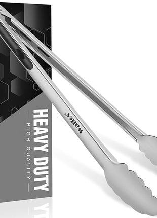 Walfos 17 Inch Extra Long Grill Tongs, Ultimate Stainless Steel BBQ Tongs for Grilling, Cooking, BBQ/Barbecue, Buffet and Turning Food