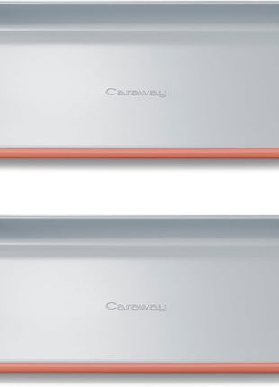 Caraway Nonstick Ceramic Small Baking Sheet Duo (9x13”) – Non-Toxic, PTFE & PFOA Free – Oven Safe – Aluminized Steel Core – Mini Sheet Pan for Baking, Roasting & More - Perracotta