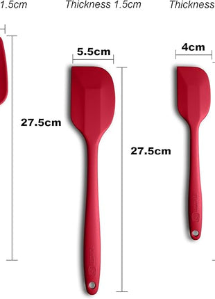 Silicone Spatula 3-piece Set, Ergonomic Handle High Heat-Resistant Spatulas, Non-stick Rubber Spatulas with Stainless Steel Core, Wine Red