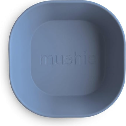 mushie Square Dinnerware Bowls for Kids | Made in Denmark, Set of 2 (Twilight Blue)