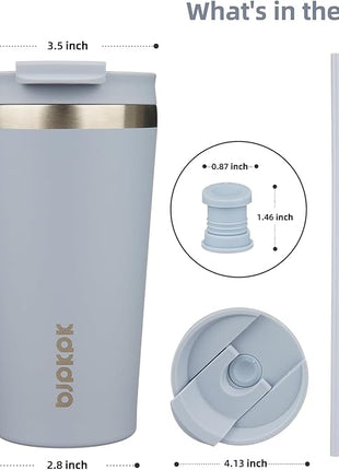 BJPKPK 18oz Stainless Steel Insulated Tumbler With lid And Straw Travel Coffee Thermal Tumblers Cup For Women And Men,Modern Blue