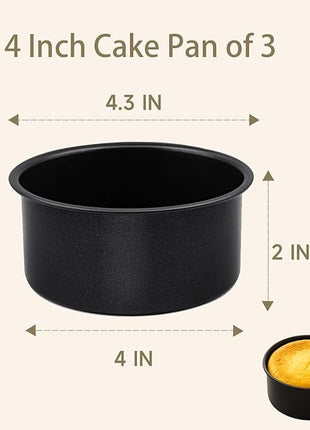 4 Inch Cake Pan, Nonstick, Mini Round Cake Pans, Air Fryer Muffin Pan, Jumbo Muffin Pan, Cake Molds for Baking Smash Cakes, Cheesecake, Cupcakes, 3Pcs