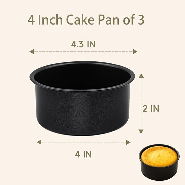 4 Inch Cake Pan, Nonstick, Mini Round Cake Pans, Air Fryer Muffin Pan, Jumbo Muffin Pan, Cake Molds for Baking Smash Cakes, Cheesecake, Cupcakes, 3Pcs