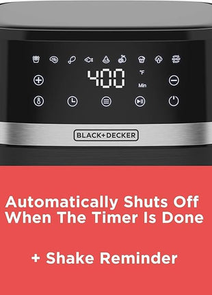 BLACK+DECKER Purifry 8QT Air Fryer, Crispy Deep Fried Taste without the Fat, Plus Bake, Dehydrate, and Keep Food Warm, Digital Touchscreen and Auto Shut-Off