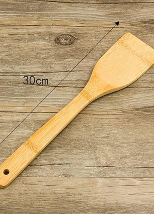 HipGirl Wooden/Bamboo Kitchen Utensils Set & Kitchen Gadgets, Kitchen Essentials Cooking Utensils, Spatulas, Spoons and Crepe Spreader (1ct 12" Flat Spatula Kitchen Tools)