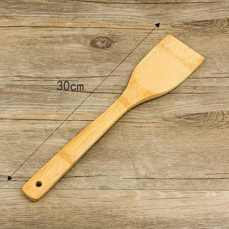 HipGirl Wooden/Bamboo Kitchen Utensils Set & Kitchen Gadgets, Kitchen Essentials Cooking Utensils, Spatulas, Spoons and Crepe Spreader (1ct 12" Flat Spatula Kitchen Tools)