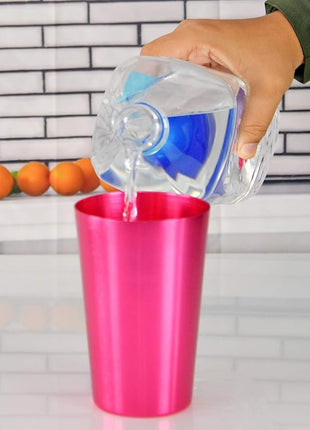 HOME-X Colorful Aluminum Drinking Cups Set of 6, Colored Metal Tumblers, Shatter Resistant, Stackable, 6 Metallic Colors- 12 Ounces