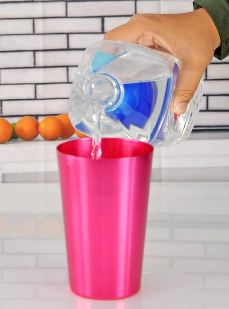 HOME-X Colorful Aluminum Drinking Cups Set of 6, Colored Metal Tumblers, Shatter Resistant, Stackable, 6 Metallic Colors- 12 Ounces