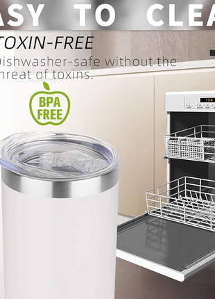 HASLE OUTFITTERS 20 oz Skinny Tumblers Bulk Set, Stainless Steel Insulated Slim Tumblers with Lids, Reusable Double Wall Travel Coffee Mugs, Durable Powder Coated Travel Water Cups(White, 8)