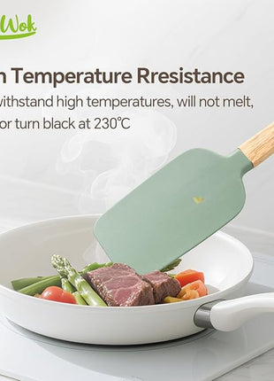 Silicone Spatula Set, Food Grade Rubber Spatula-4 Piece Nonstick Rubber Spatulas, Spoonula, Jar Scraper for Cooking, Baking, Mixing, Frosting - Heat Resistant Up to 600°F (Spatulas-Green)