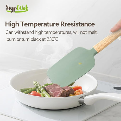 Silicone Spatula Set, Food Grade Rubber Spatula-4 Piece Nonstick Rubber Spatulas, Spoonula, Jar Scraper for Cooking, Baking, Mixing, Frosting - Heat Resistant Up to 600°F (Spatulas-Green)