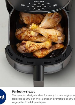 Philips 2000 Series Airfryer - 4.4 qt (4.2 l) Pan, 13 Cooking Functions, RapidAir Technology, Healthy Cooking with 90% Less Fat, Efficient & Fast (NA220/00), 9.8 pounds weight