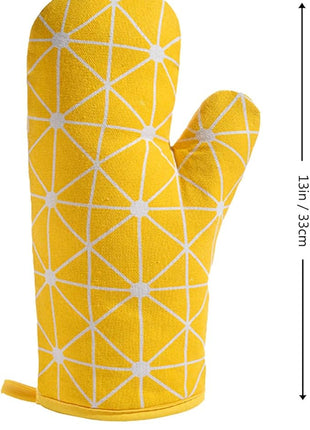 Oven Mitts and Potholders BBQ Gloves-Oven Mitts and Pot Holders with Recycled Infill Silicone Non-Slip Cooking Gloves for Cooking Baking Grilling (4-Piece Set) (Yellow-02)