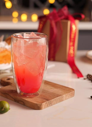 CNGLASS Double Wall Thermo Glass Coffee Cup 13.5 oz,Clear Insulated Glass Coffee Mug for Latte Cappuccino Tea Milk,Set of 4