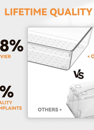 Criusia 30 Pack Large Clear Plastic Drawer Organizer Bins - Acrylic Kitchen Drawer Organization and Storage Dividers for Utensils Gadgets, Office Bathroom and Vanity Organizer for Makeup Accessoires