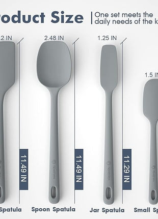 4 Pieces Silicone Spatula Set, Food Grade Rubber Spatula, Upgrade Strong Handle with Ergonomic Grip, Heat Resistant for Nonstick Cookware, Cooking