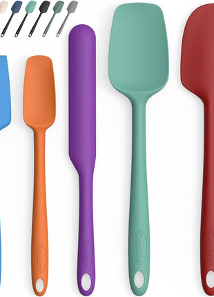 Coukre Silicone Spatula Set of 5,High Temperature Resistant, Food Grade Silicone, Dishwasher Safe, for Baking, Cooking (Pure Black)