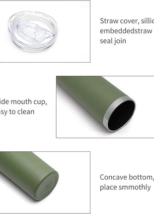 HASLE OUTFITTERS 20 oz Skinny Tumblers Bulk Set, Stainless Steel Insulated Slim Tumblers with Lids, Reusable Double Wall Travel Coffee Mugs, Durable Powder Coated Travel Water Cups(Army Green, 12)