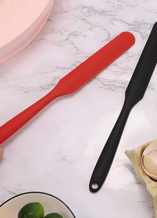 【3 Pack】Silicone Jar Spatula, Long Handle Jar Scraper Spurtle, Sourdough Spatula, Non-Stick Heat Resistant Cake Cream Spatulas Set, Small Spatulas for Kitchen Use