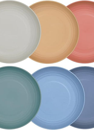 LuckyZone 7.8 Inches Unbreakable Wheat Straw Plates - Reusable Plate Dinner Set - Dishwasher & Microwave Safe - Healthy, BPA Free & Eco-Friendly (7.8 Inches/6 Color_H)