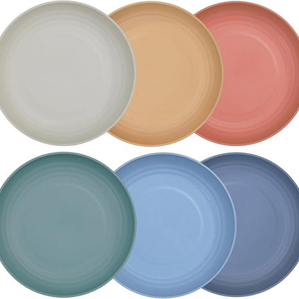 LuckyZone 7.8 Inches Unbreakable Wheat Straw Plates - Reusable Plate Dinner Set - Dishwasher & Microwave Safe - Healthy, BPA Free & Eco-Friendly (7.8 Inches/6 Color_H)