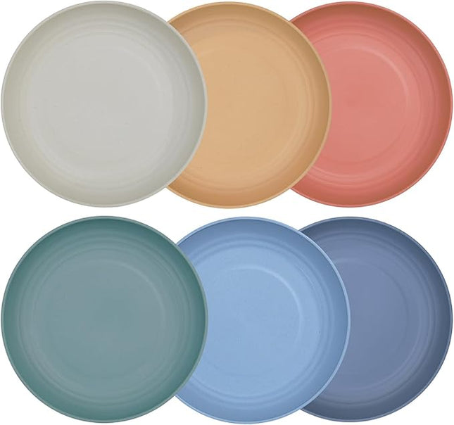 LuckyZone 7.8 Inches Unbreakable Wheat Straw Plates - Reusable Plate Dinner Set - Dishwasher & Microwave Safe - Healthy, BPA Free & Eco-Friendly (7.8 Inches/6 Color_H)