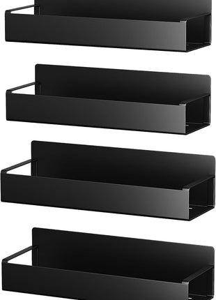 4 Pack Moveable Fridge Magnetic Spice Racks,Metal Black