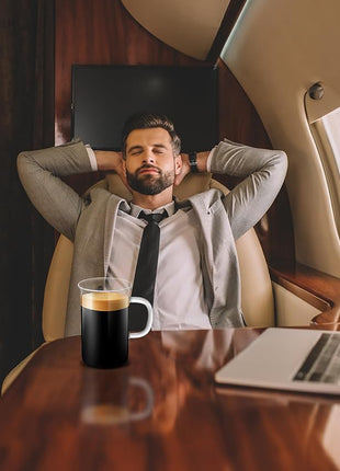 LUXU Glass Coffee Tea Cups(Set of 4)-13 oz,Clear Glass Mugs,Tall Drinking Glasses for Cappuccino,Latte,Espresso,Lead-free Drinking Glasses Great for Juice,Water,Beer,Milk Hot And Cold Drinks