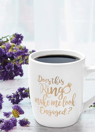Maustic Engagement Gift Does This Ring Make Me Look Engaged Coffee Mug Funny Mug Novelty Coffee Mug Gift for Women Men Engagement Anniversary Birthday Christmas