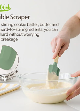 Silicone Spatula Set, Food Grade Rubber Spatula-4 Piece Nonstick Rubber Spatulas, Spoonula, Jar Scraper for Cooking, Baking, Mixing, Frosting - Heat Resistant Up to 600°F (Spatulas-Green)