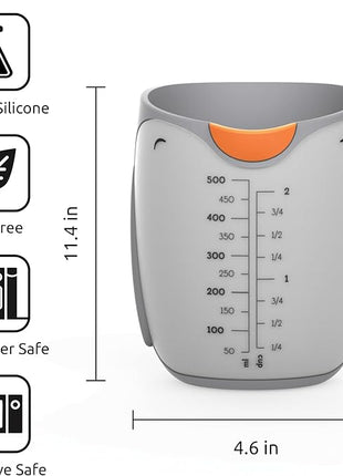 OTOTO Penny Penguin Silicone Measuring Cups for Cooking - 500ml 2 Cup Cute Measuring Cups for Baking, BPA-Free, Microwave Safe, Penguin Gifts, Cute Kitchen Accessories, Funny White Elephant Gifts