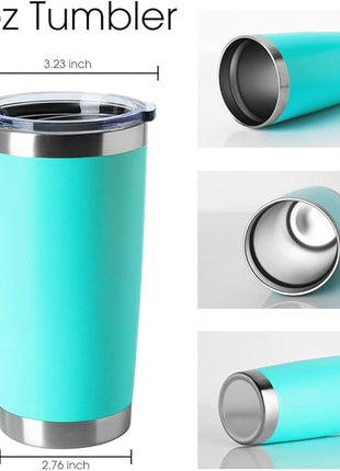 HASLE OUTFITTERS 20oz Tumblers Bulk Stainless Steel Cup with Lid Double Wall Vacuum Insulated Coffee Mug for Cold & Hot Drinks 1 Pack, Light Blue