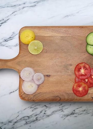 Vesta Homes Wooden Cutting Board/Chopping, Serving Board, Platter for Vegetables, Fruits, Cheese, and Charcuterie | Natural Acacia Wood | 16 * 9 Inches | Handcrafted in India