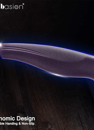 Wanbasion Purple Professional Kitchen Knife Chef Set, Stainless Steel, Dishwasher Safe with Covers