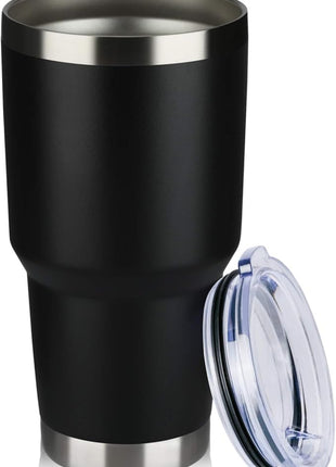 MEWAY 30oz Insulated Tumbler With Lids and Straws,Stainless Steel Double Vacuum Coffee Tumbler Cup, Brush, Durable Powder Coated Coffee Cup for Cold & Hot Drinks(Black,8 PACK)