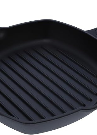 Victoria Cast Iron Grill Pan, Square Grill Pan, Cast Iron Griddle Pan, Seasoned with 100% Kosher-Certified, Non-GMO Flaxseed Oil, Black, 10 Inches