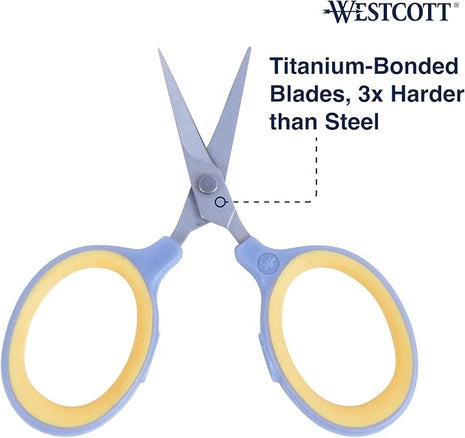 Westcott 2.5" Fine-Tip Craft Scissors with Titanium-Bonded Blades for Crafting, Sewing & More