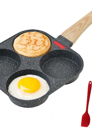 4-Cup Egg Pan Nonstick, and Granite Egg Frying Pan, Versatile Breakfast Skillet for Eggs, Pancakes, Plett, Crepes, Compatible with Gas Stove and Induction Cooktop