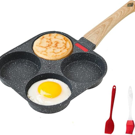 4-Cup Egg Pan Nonstick, and Granite Egg Frying Pan, Versatile Breakfast Skillet for Eggs, Pancakes, Plett, Crepes, Compatible with Gas Stove and Induction Cooktop