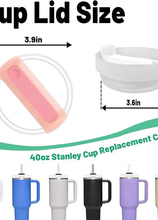 40 OZ Tumbler Lid Replacement Fit for Stanley Cup, 2 Pack Clear Replacement Lids Fit for Stanley Travel Tumbler, Spill Proof Tumbler Covers for Stanley Cup Accessories (Clear - Peachy)