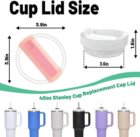 40 OZ Tumbler Lid Replacement Fit for Stanley Cup, 2 Pack Clear Replacement Lids Fit for Stanley Travel Tumbler, Spill Proof Tumbler Covers for Stanley Cup Accessories (Clear - Peachy)