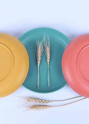 LuckyZone 7.8 Inches Unbreakable Wheat Straw Plates - Reusable Plate Dinner Set - Dishwasher & Microwave Safe - Healthy, BPA Free & Eco-Friendly (7.8 Inches/4 Color_H)