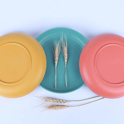 LuckyZone 7.8 Inches Unbreakable Wheat Straw Plates - Reusable Plate Dinner Set - Dishwasher & Microwave Safe - Healthy, BPA Free & Eco-Friendly (7.8 Inches/4 Color_H)