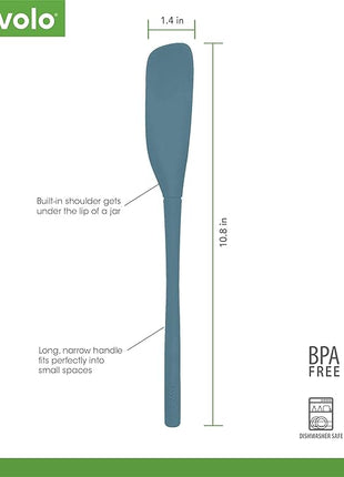 Tovolo Flex-Core Silicone Spatula Jar Scraper - Long-Handled Rubber Spatula with Angled Head for Scooping & Scraping - Heat-Resistant Spatulas for Kitchen Use, Dishwasher Safe & BPA-Free