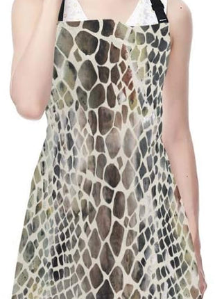 EKOBLA Snake Pattern Aprons Animal Skin Artwork Watercolor Painting Art Crocodile Waterproof Resistant Chef Cooking Kitchen BBQ Adjustable Aprons for Women Men 27x31 Inch