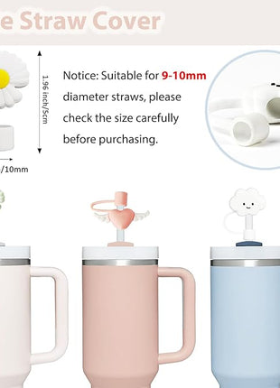 Stanley Cup Accessories - 6pc Spill Proof Stoppers, Straw Covers, Boot for 40oz & 30oz Tumblers (WHITE)