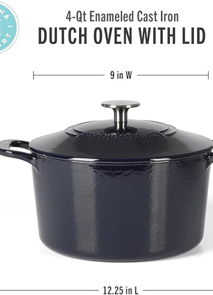 Martha Stewart Gatwick 4 Quart Enamel Cast Iron Dutch Oven - Navy Blue