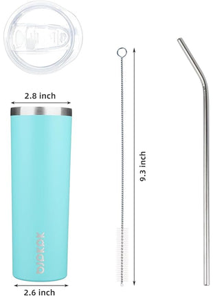 BJPKPK 2 Pack 20oz Skinny Tumblers with Lid Insulated Travel Coffee Cup Stainless Steel Thermal Mug,Turquoise,Turquoise