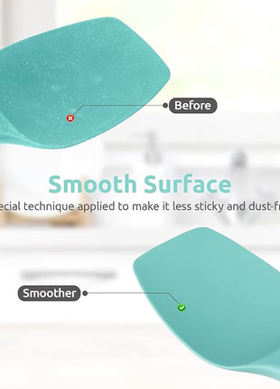 Heat Resistant Silicone Spatula Set: U-Taste 600ºF High Temp Seamless Food Grade Utensil, Flexible Rubber Silicon Kitchen Cooking Mixing Baking Scraper for Nonstick Cookware Set of 4 (Aqua Sky)